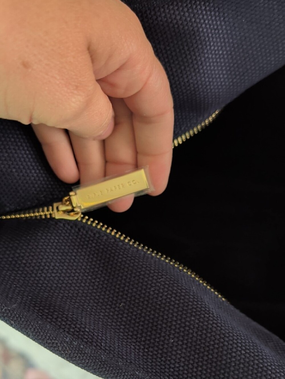Rifle Paper Co. Navy Canvas Tote with Floral Strap Accents - Picture 4 of 4